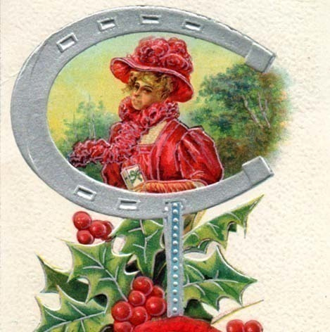 ANTIIKKIKORTTI / Viktoriaanisen ajan lady ja hopeaa. 1900-l.