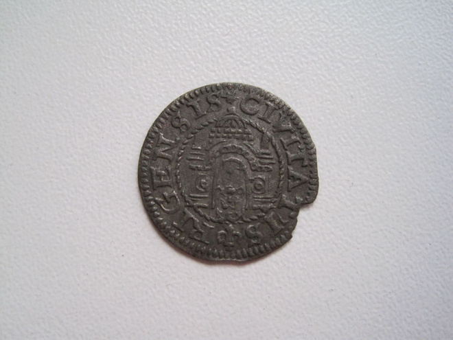 RIGA SHILLING 1575 RIGENSIS,CIVITATIS,ARGENTEA.  127