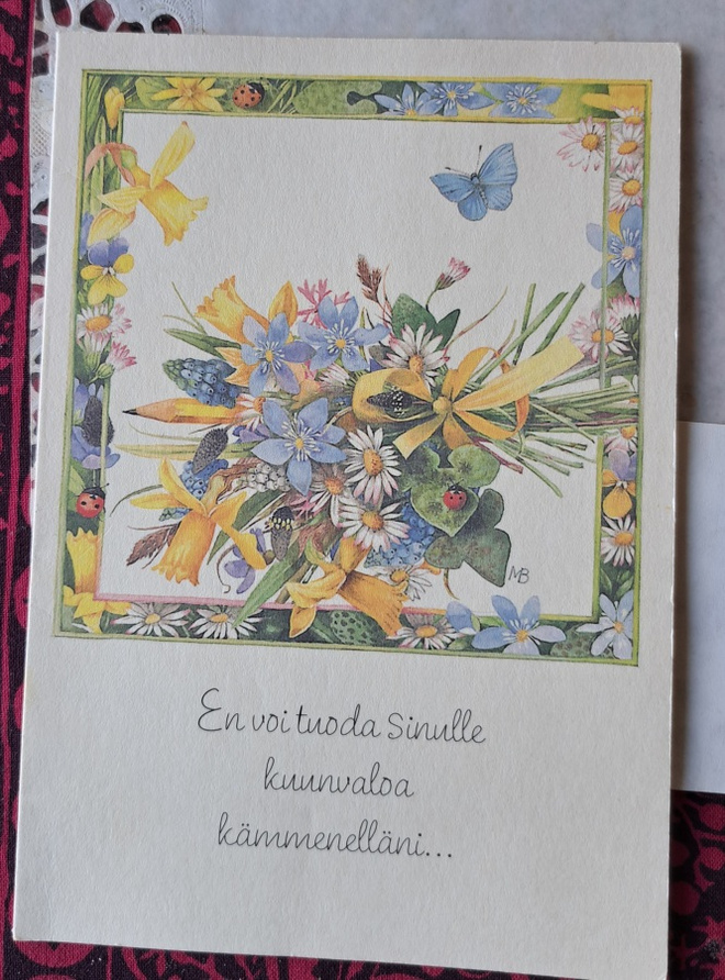 Marjolein Bastin, kukkakimppu taittokortti, kulkenut