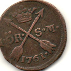 Ruotsi 1 ÖR S M 1761 kupari kolikko - pikkukuva 1