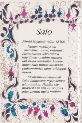 Salo , nimikortti .  e204