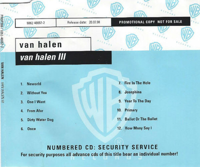 Van Halen - III (CD) VG+++!! Promo