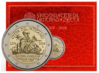 ** VATIKAANI 2€ 2024 Saint Thomas Aquinas kansiossa**
