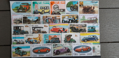 Autot / Autoja Postimerkkejä, Leimattuja 25 kpl