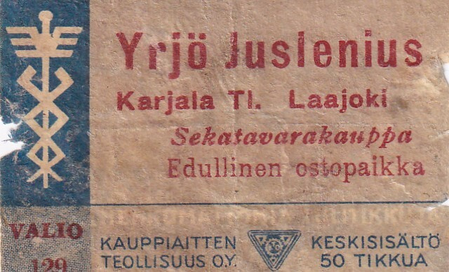 Karjala Tl - Laajoki, Yrjö Juslenius , Valio 129    s23