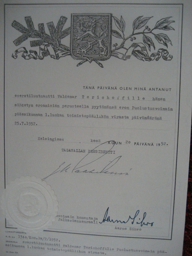 Tasav.Presid. Antama Eroanomus v.1952 Evl.