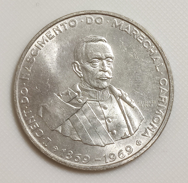 Portugali 50 Escudos 1969, Marechal Carmona, Hopeakolikko