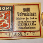 VANHA Tulitikku Etiketti Vahvelainen TIenhaara Viipuri 1930- - pikkukuva 1