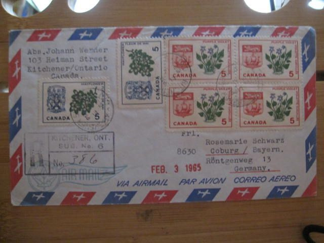Canada R-kuori kukka merkein Saksaan 1965