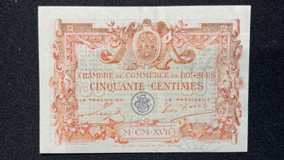 Chanbre de Commerce de Bourges 50 cents 1917 WWI