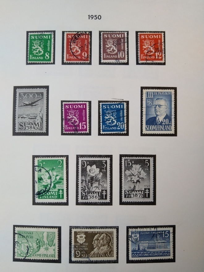 1950 Suomi postimerkki 11 kpl