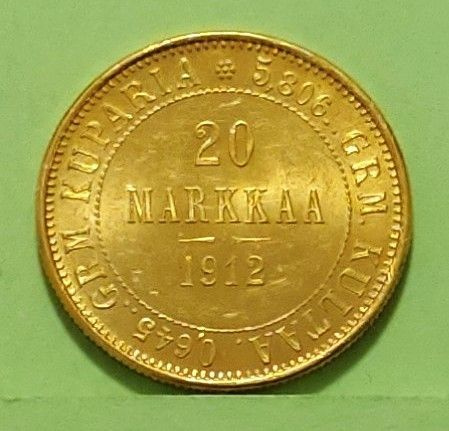 Suomi 20 mk 1912 kulta raha.