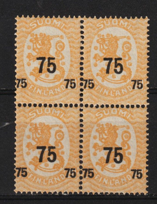 1919 75/20p Päällepainama merkkineliö **