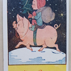 Tonttu ratsastaa possulla, lahjat ja kuusi p. 1945 + Tubi-jm - pikkukuva 1