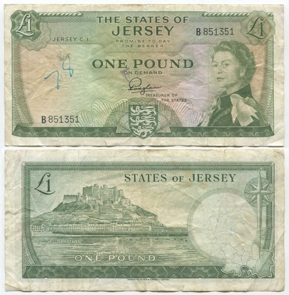Jersey 1 Pound 1963 (P-8a) Fine, QEII, harvinaisempi