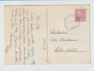 Postileima,  KANGASNIEMI 10.6.1967