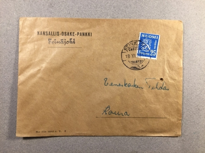 Firmakuori,  Kansallis - Osake - Pankki, Seinäjoki 1953