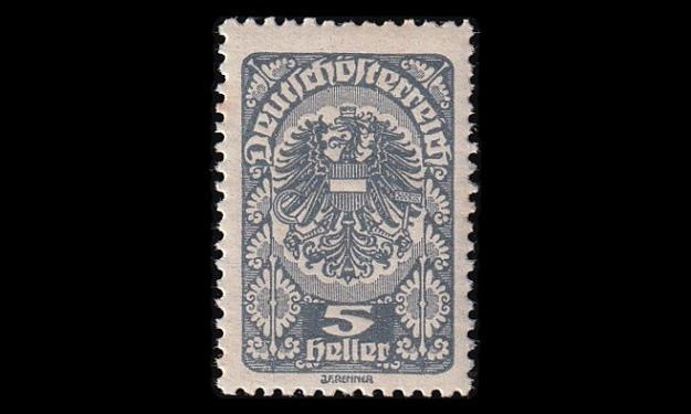 Itävalta 257x ** Käyttösarja 5 H kotka harmaa (1919)