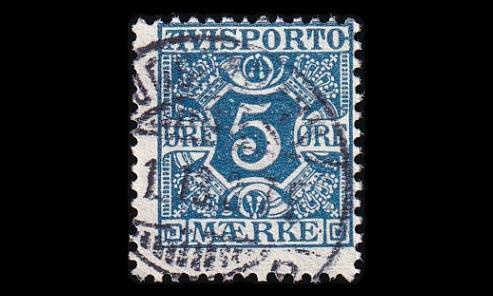 Tanska VM_2X o Avisporto 5 öre (1907)