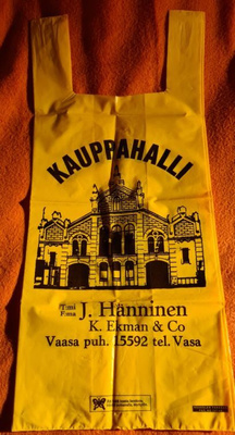 Tmi: J. Hänninen Kauppahalli Vaasa/Vasa - muovikassi 80's