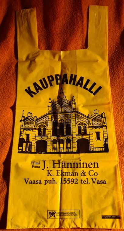 Tmi: J. Hänninen Kauppahalli Vaasa/Vasa - muovikassi 80's