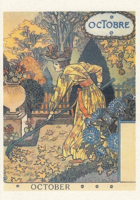 Eugene Grasset: Lokakuu (postikortti)