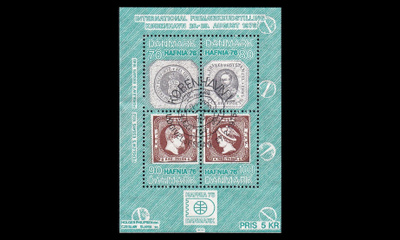Tanska 580-3BL01 o Hafnia postimerkkinäyttely (1975)