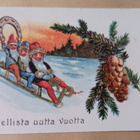 Tontut laskevat kelkalla mäkeä, hevosenkenkä perällä p. 1929 - pikkukuva 1