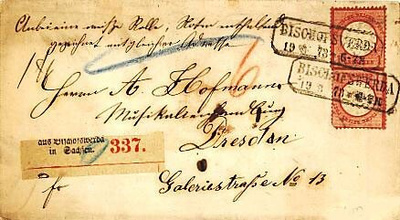 Saksa Mi 19 2 kpl pakettikirjeellä
