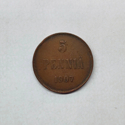 5 penniä 1907 SUOMI