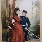 Mietteliäs leidi upseerin sylissä puistossa, p. 1904 - pikkukuva 1