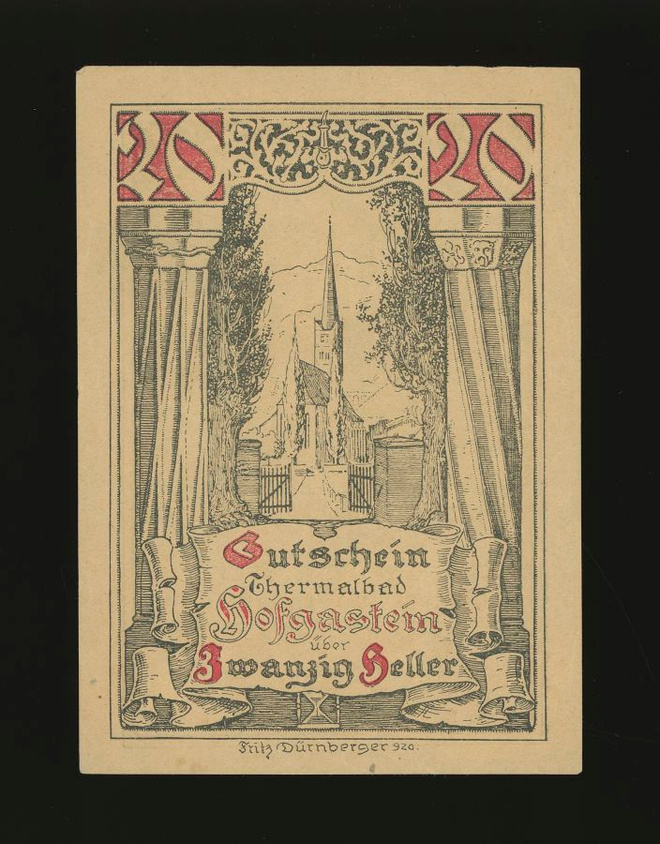 Itävalta Notgeld 20 Heller, Hofgastein 1920 XF