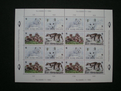 ** Postimerkkiarkki LaPe 1195-1198 Naaleja WWF