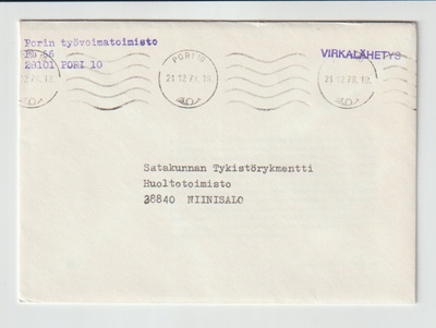 Postileima, PORI 10, ketjuleima 21.12.1978, virkalähetys