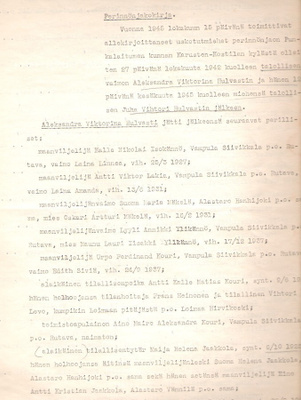 Perinnönjakokirja, Punkalaidun, 1945.