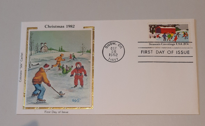 USA FDC Christmas 1982 Colorano "Silk"