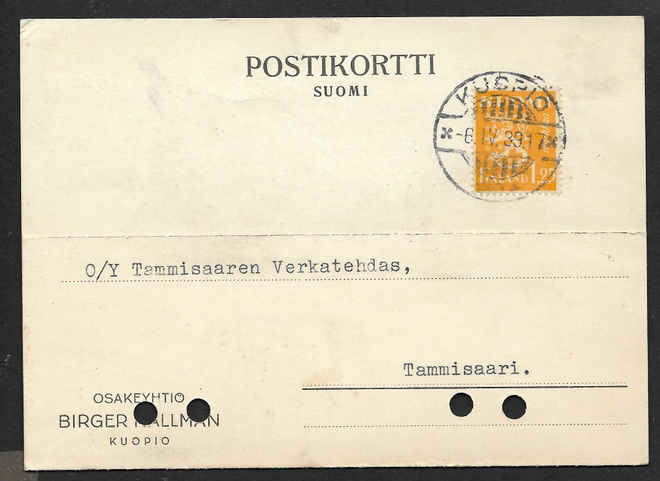 Postil. - Yl.m. 1,25 1930 (LAPE 177) Kuopio 8.4.39