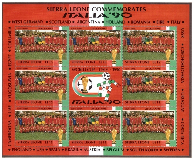 8 x ETELÄ-KOREA Jalkapallo Postimerkkiä v.1990/ITALIA