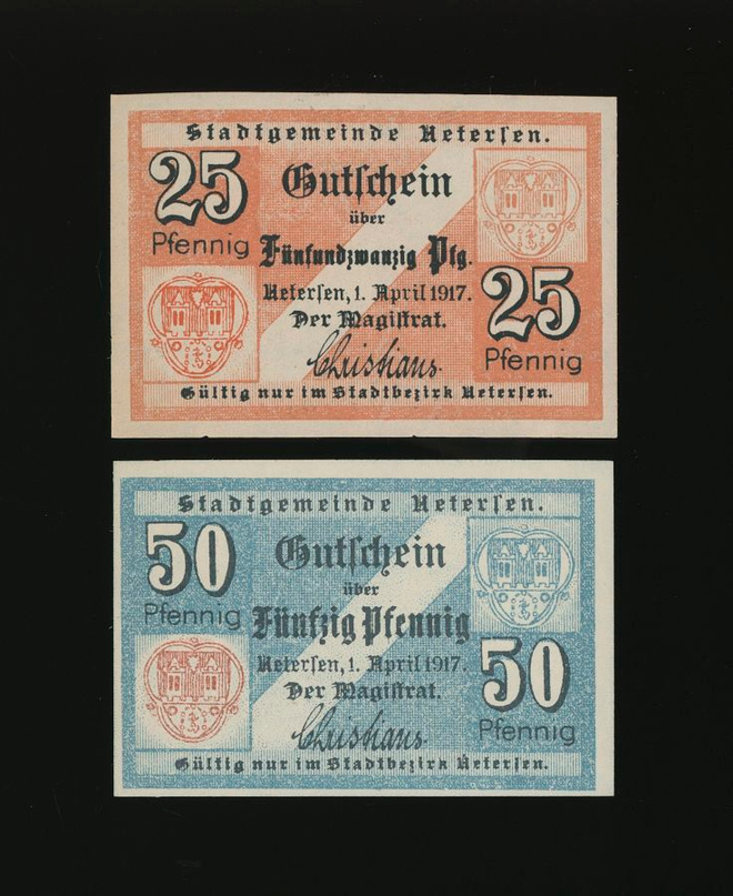 Saksa Notgeld 25, 50 Pfennig, Uetersen 1.4.1917