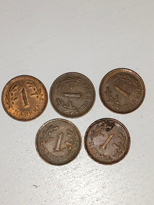 Kuparimarkat 1951 5kpl