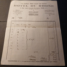 Hotel Du Rhone , Paris , vanha kuitti - pikkukuva 1