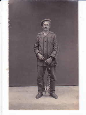 VANHA Valokuva Kahlittu Vanki Imatra n. 1920 Postikorttikoko
