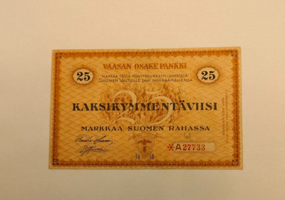 25 mk Vaasan Osakepankki korvaava A27733