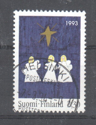 1993 2,3 mk joulumerkki kaunisleimaisena.