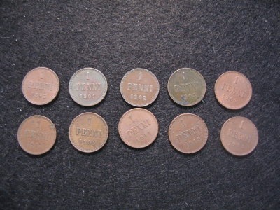 10 kpl 1 penni - 1893-1915