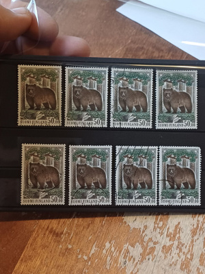 8x 50mk Karhumerkkejä, leimattuja.