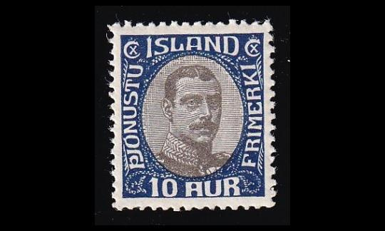 Islanti 36 ** Virkamerkki Christian X 10 A (1920)