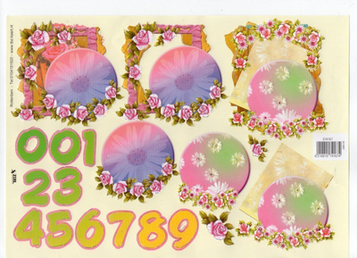 3D  °°PASTELLINSÄVYIN KUKKASIA & NUMEROITA°° / TBZ