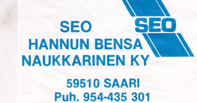 Saari, Hannun Bensa. SEO, Tulitikkuetiketti.  e178