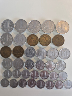 Itä-Saksa kolikoita eri arvoja mark/pfennig (14590)
